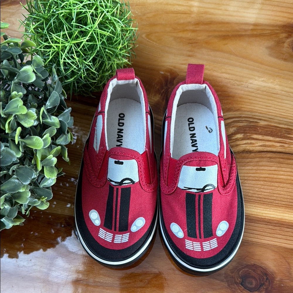 Old Navy Kids Red Car Graphic Slip-Ons